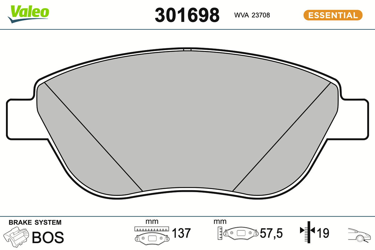 Jeu de 4 plaquettes de frein VALEO ref. 301698
